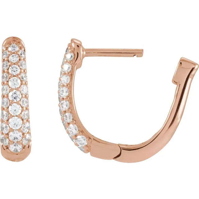 14k Rose gold Pave Diamond earrings