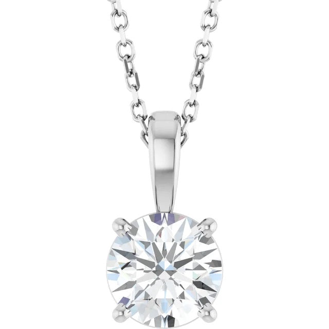 14K White 1 1/4 CT Lab-Grown Diamond 18" Necklace