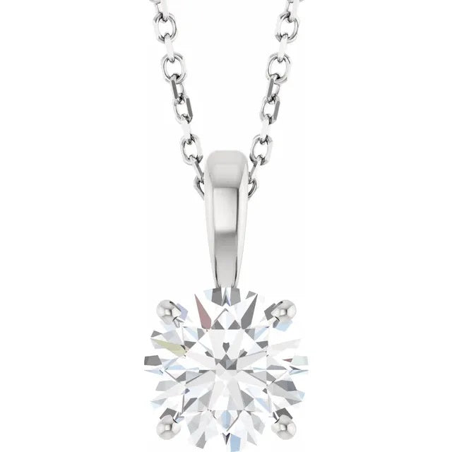 14K White 1 1/4 CT Lab-Grown Diamond 18" Necklace