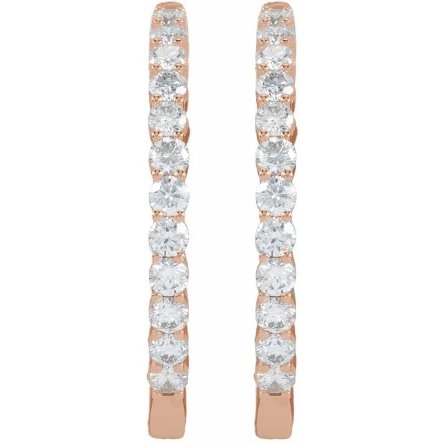 Rose gold Inside/Outside Diamond Hoop earrings