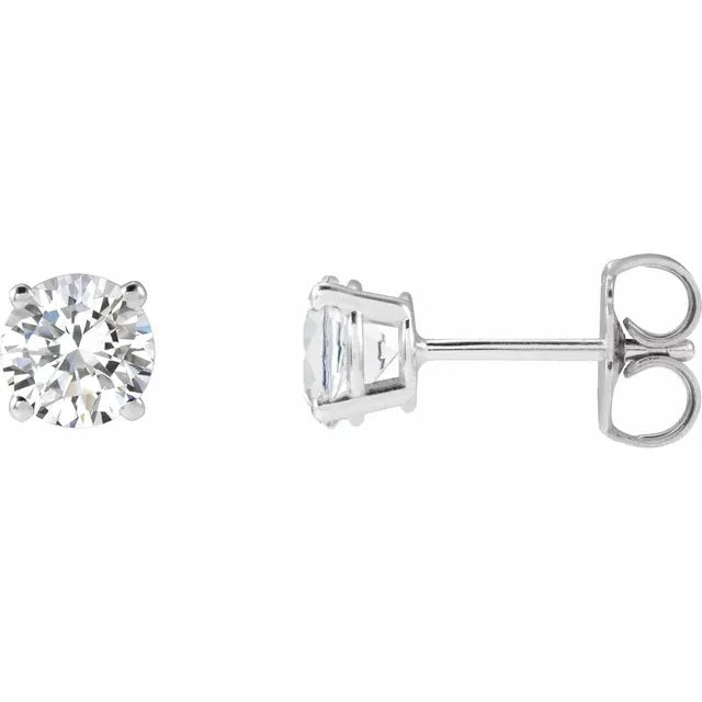 14K White 5mm :: 1 CTW Lab-Grown Diamond Stud Earrings