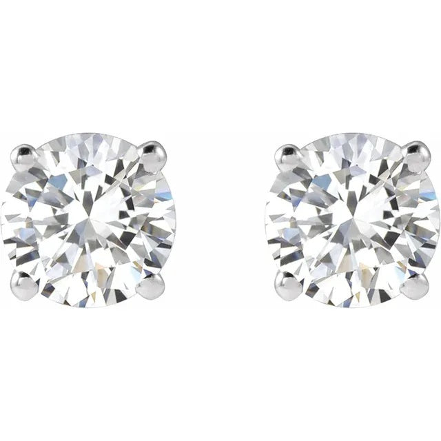 14K White 5mm :: 1 CTW Lab-Grown Diamond Stud Earrings