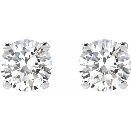 14K White 5mm :: 1 CTW Lab-Grown Diamond Stud Earrings
