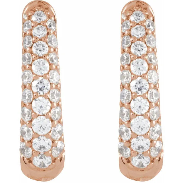 14k Rose gold Pave Diamond earrings