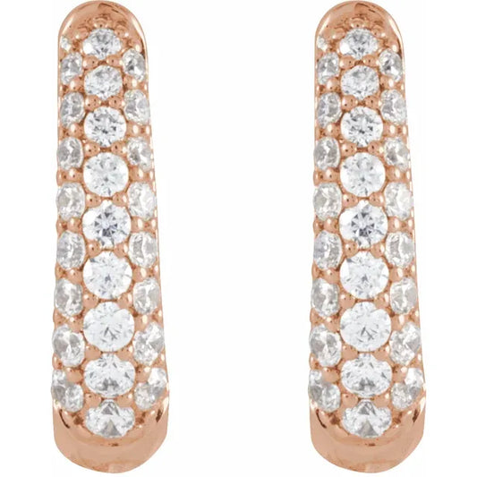 14k Rose gold Pave Diamond earrings