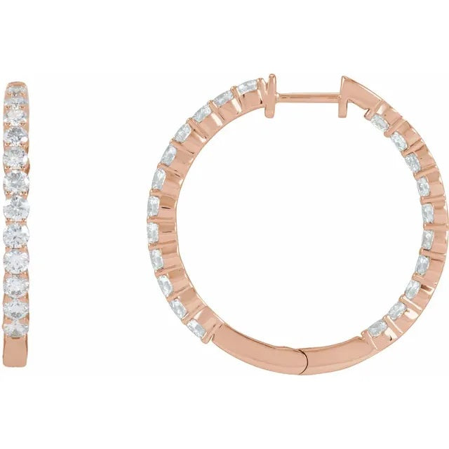 Rose gold Inside/Outside Diamond Hoop earrings