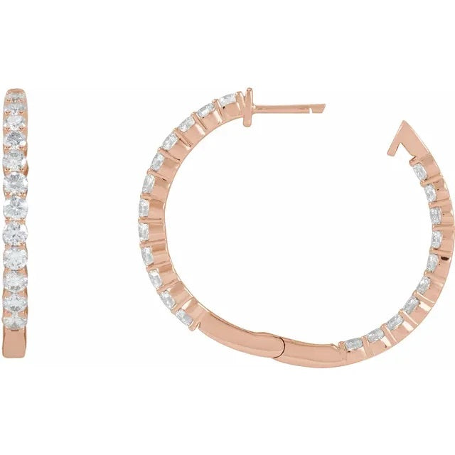 Rose gold Inside/Outside Diamond Hoop earrings