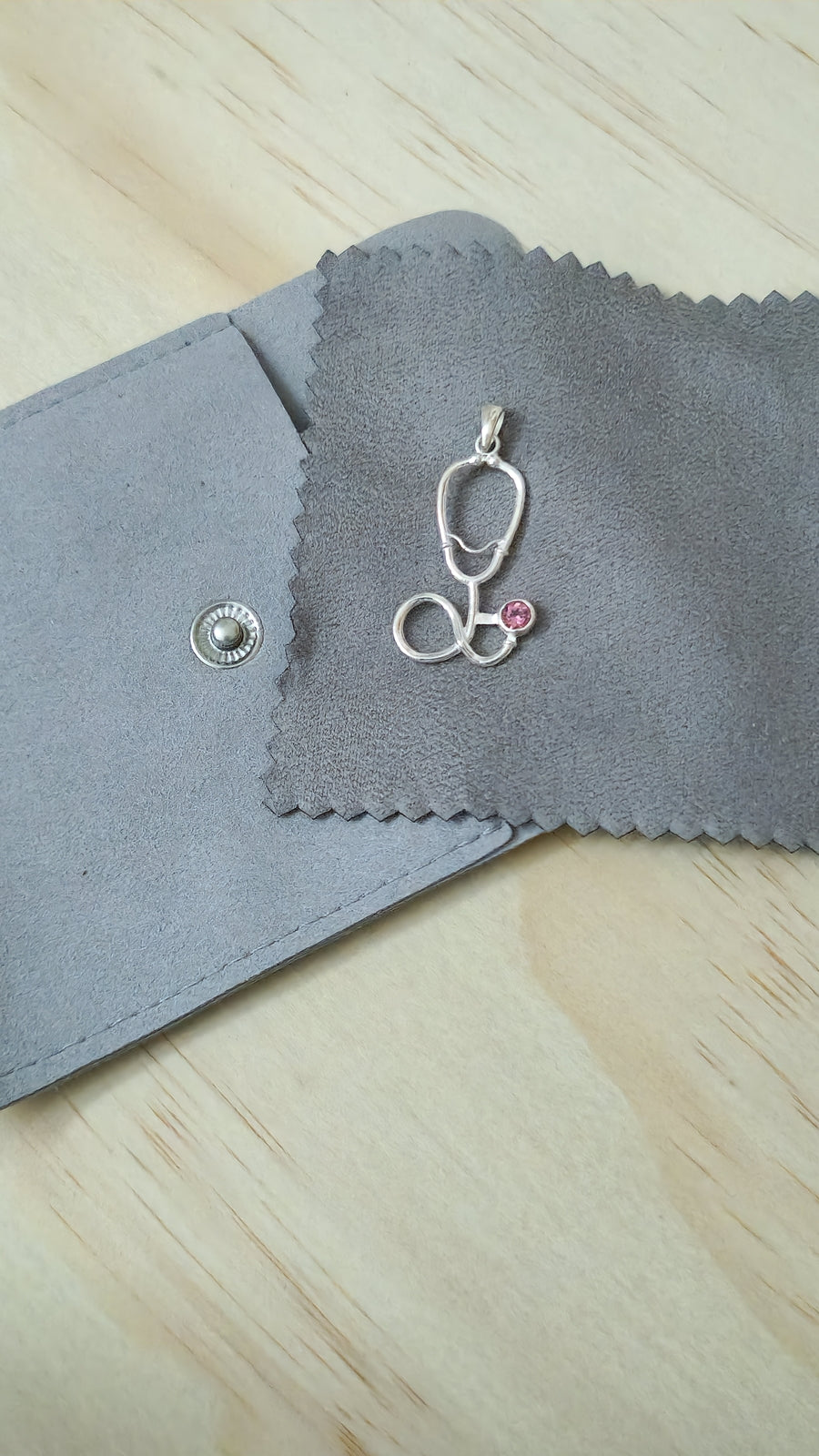 Stethoscope pendant with pink Tourmaline