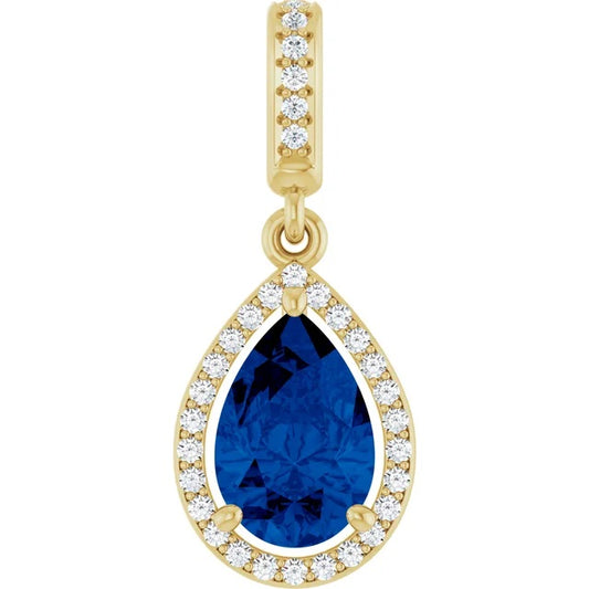 Pear shaped Blue Sapphire Halo pendant