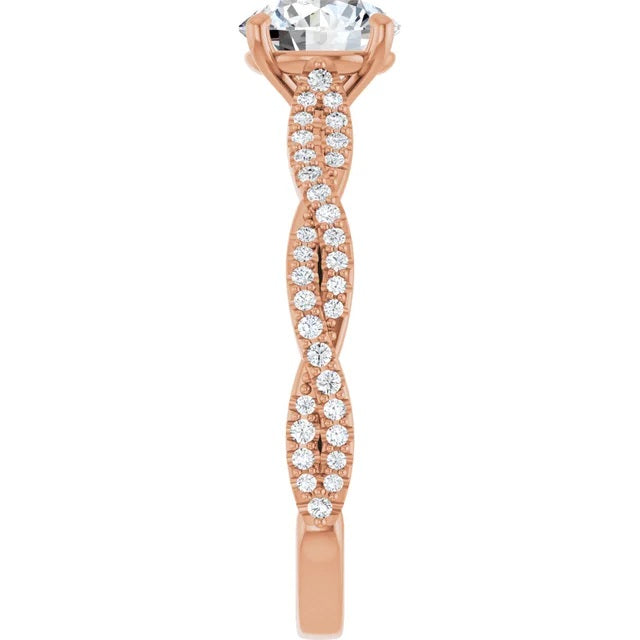 14K Rose 1 1/4 CT TW Lab-Grown Diamond Engagement Ring