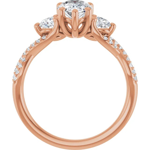 2 CT TW Rose gold Pear shaped Diamond engagement ring