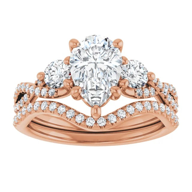 2 CT TW Rose gold Pear shaped Diamond engagement ring