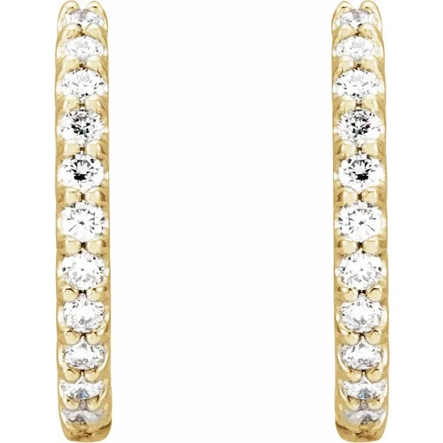 14K Yellow 3/8 CTW Natural Diamond 13.64 mm Hoop Earrings