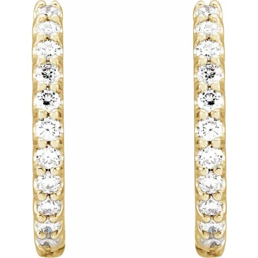 14K Yellow 3/8 CTW Natural Diamond 13.64 mm Hoop Earrings
